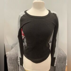 We The Free Black w/ Gray‎ Trim Long Sleeve Thermal Top Shirt - Women's XS